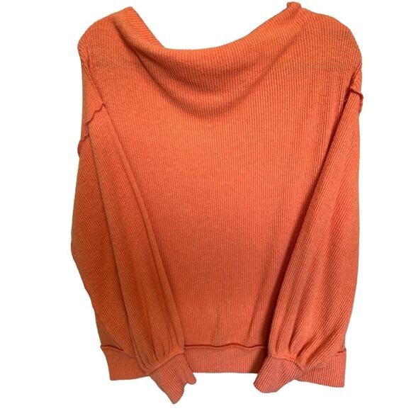 Free People Main Squeeze Hacci Top Long Balloon Sleeve Ribbed Orange Size XS - Picture 5 of 10